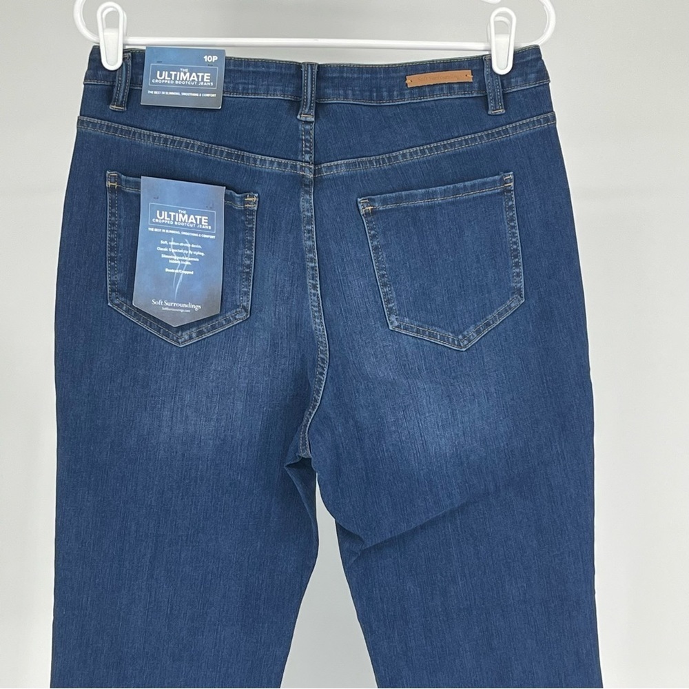 SOFT SURROUNDINGS NWT THE ULTIMATE CROPPED BOOTCUT JEANS RIPPLE BLUE WASH PETITE - Picture 12 of 16